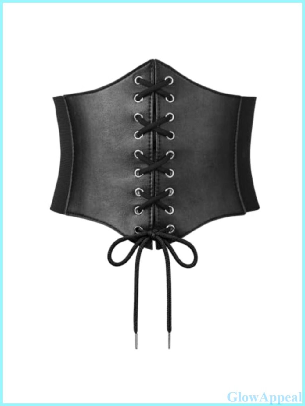Wide Elastic Corset Waist Belt Faux Leather Tie Waspie